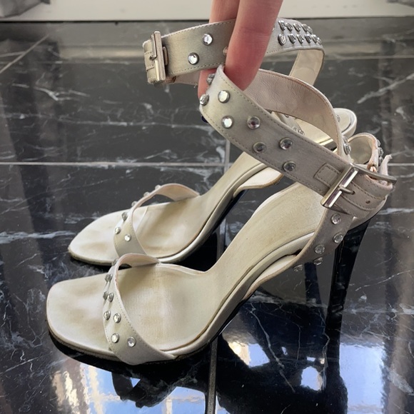 Calvin Klein Swarovski studded silver strap heels - Picture 1 of 15